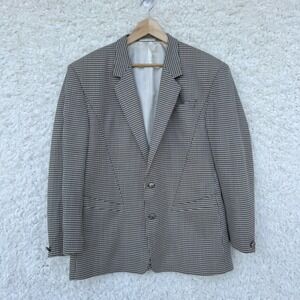 Thierry Mugler VTG Mens Unisex Houndstooth Wool Blazer Jacket Size 54 XL *READ*